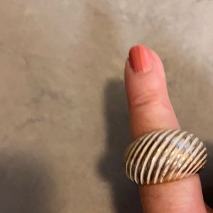 Vintage -Gold/White Stripe -Costume Ring -$8
